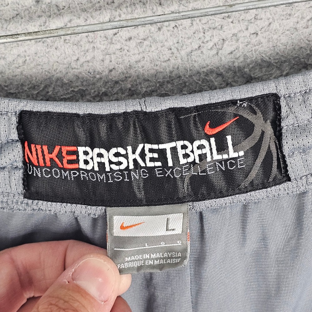 Nike Pants Mens Large Gray Basketball Track Mesh Side Stripe Warm Up Baggy Y2K - Picture 8 of 12